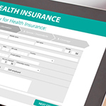 健康保险单在平板电脑上显示。