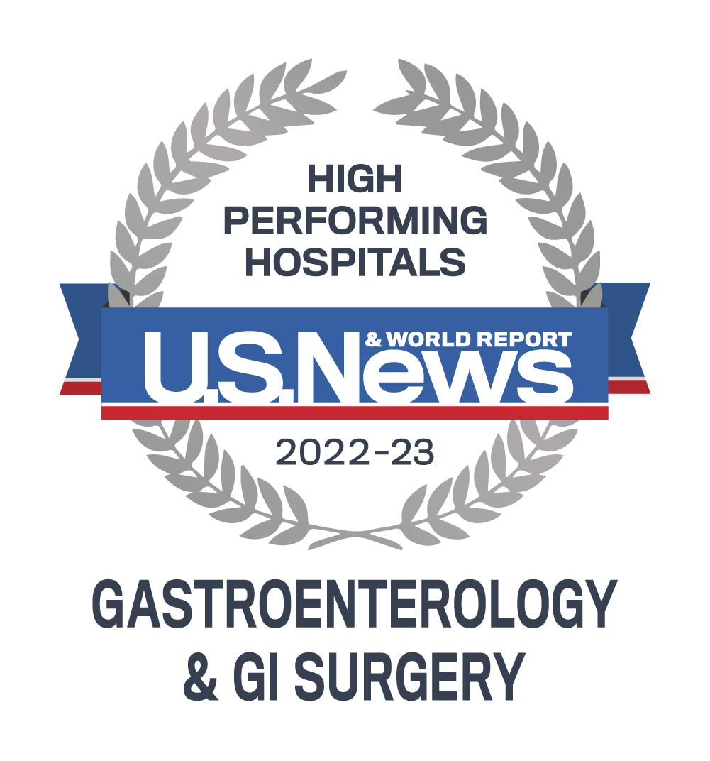 美国新闻与世界报告高表演医院2022-23标志 - 胃肠病学和GI手术