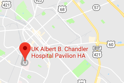 一张显示Albert B. Chandler医院位置的地图。